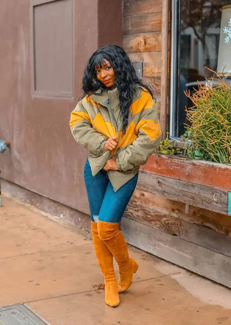 Around the Block Color Block Zip up Oversize Jacket SurelyMine