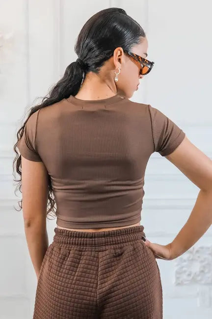 Asymmetrical Cut Out Ribbed Cropped Top SurelyMine