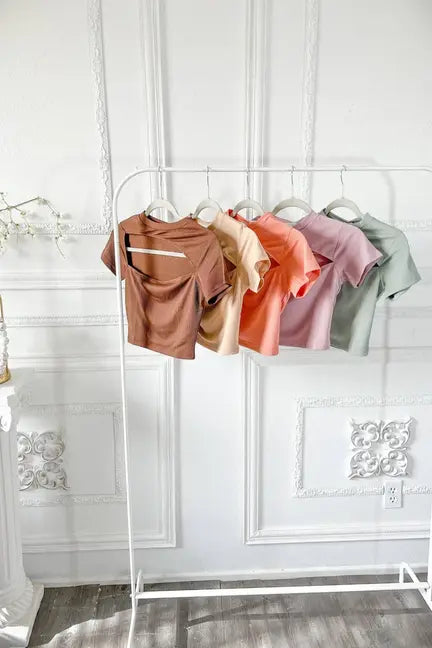 Asymmetrical Cut Out Ribbed Cropped Top SurelyMine