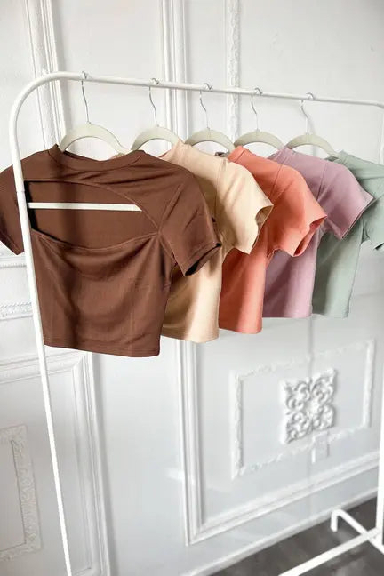 Asymmetrical Cut Out Ribbed Cropped Top SurelyMine