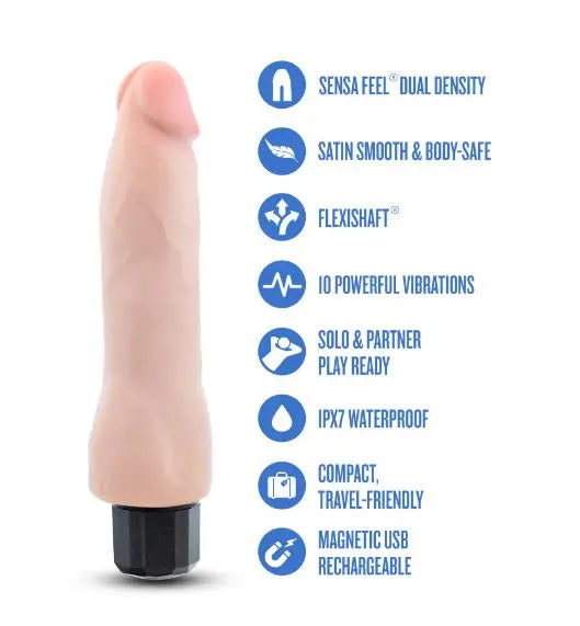 Au Naturel 8.75in Beige Vibrating Realistic Dual Densi Blush Novelties