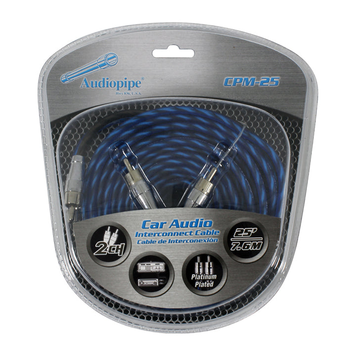Audiopipe 25-foot Platinum Plated Interconnect Rca Cable Audiopipe