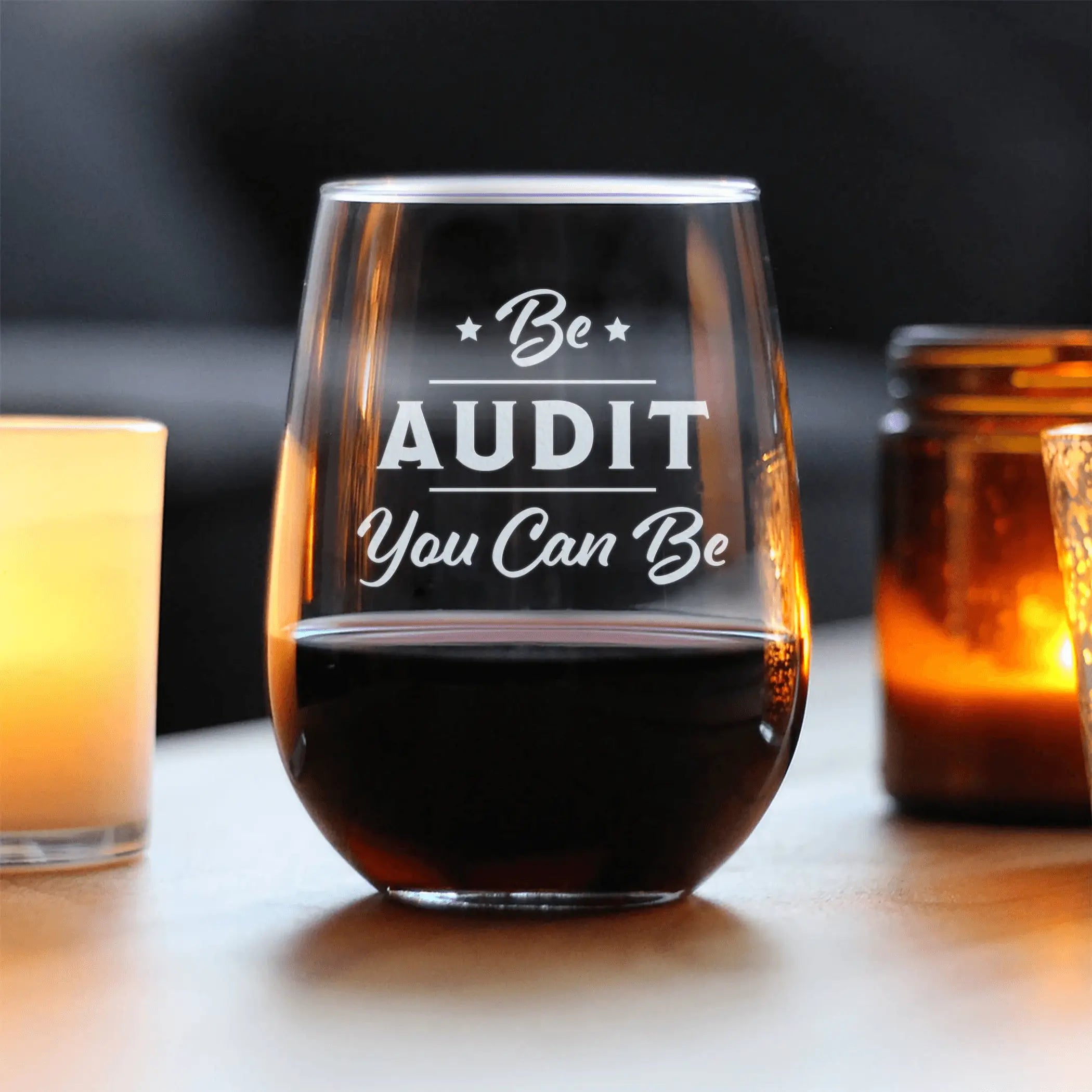 Audit You Can Be Stemless Wine Glass - Accounting Gifts Bevvee