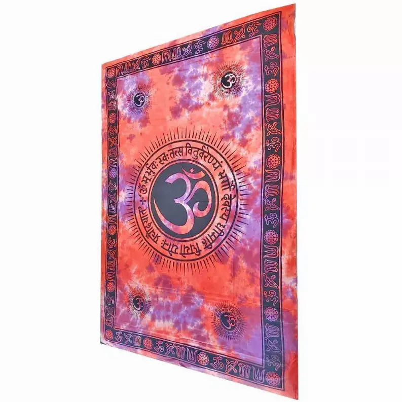 Aum Shanti Yoga Brushstroke Art Geometric Wall Tapestry Wild Lotus