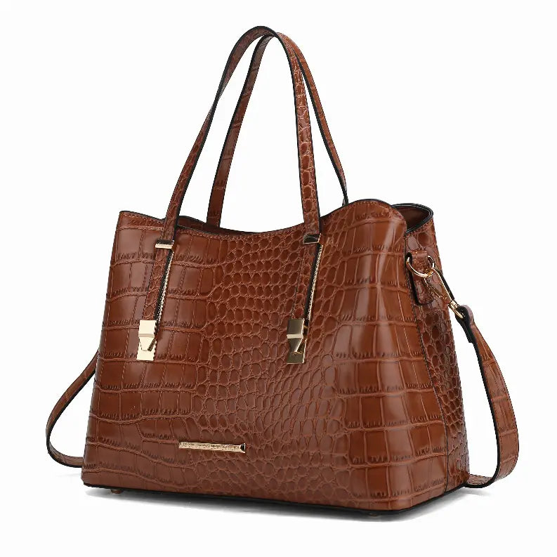 Aurelia Crocodile Embossed Vegan Leather Tote Bag MKF Collection by Mia K.