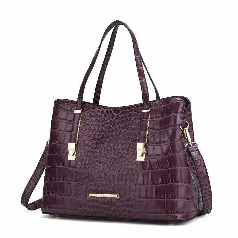Aurelia Crocodile Embossed Vegan Leather Tote Bag MKF Collection by Mia K.