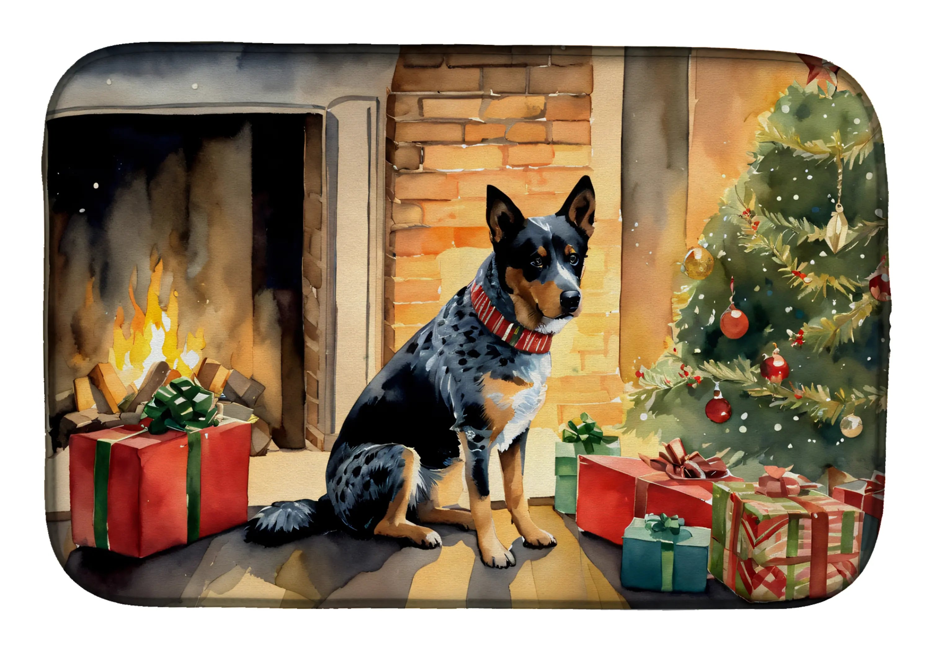 Australian Cattle Dog Cozy Christmas Dish Drying Mat Caroline's Treasures