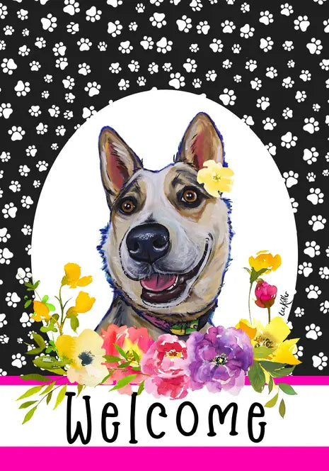 Australian Cattle Dog - Hippie Hound Studios Paw Prints  House and Garden Flags Best of Breed