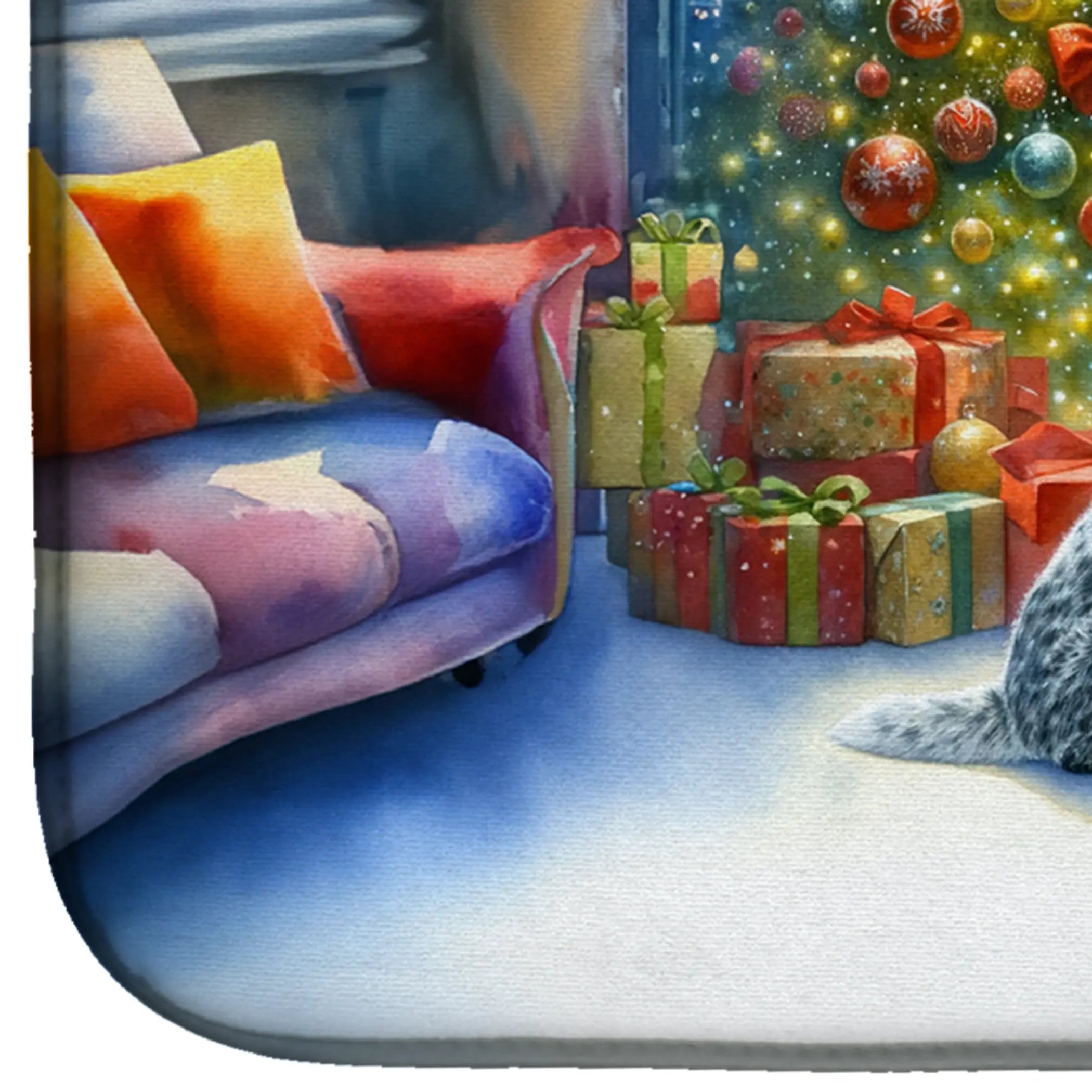 Australian Cattle Dog and Santa Claus Dish Drying Mat Caroline's Treasures