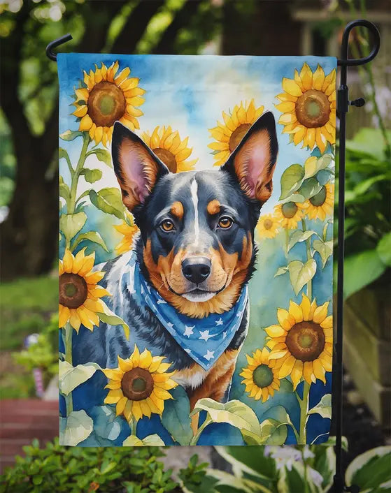Australian Cattle Dog in Sunflowers Garden Flag Caroline's Treasures