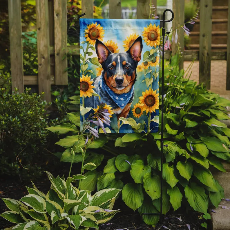 Australian Cattle Dog in Sunflowers Garden Flag Caroline's Treasures
