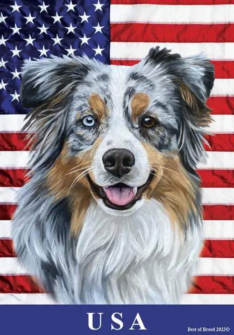 Australian Shepherd Blue Merle - Best of Breed All-American II Outdoor Flag Best of Breed