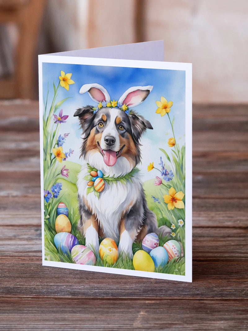 Australian Shepherd Easter Egg Hunt Greeting Cards Pack of 8 Caroline's Treasures