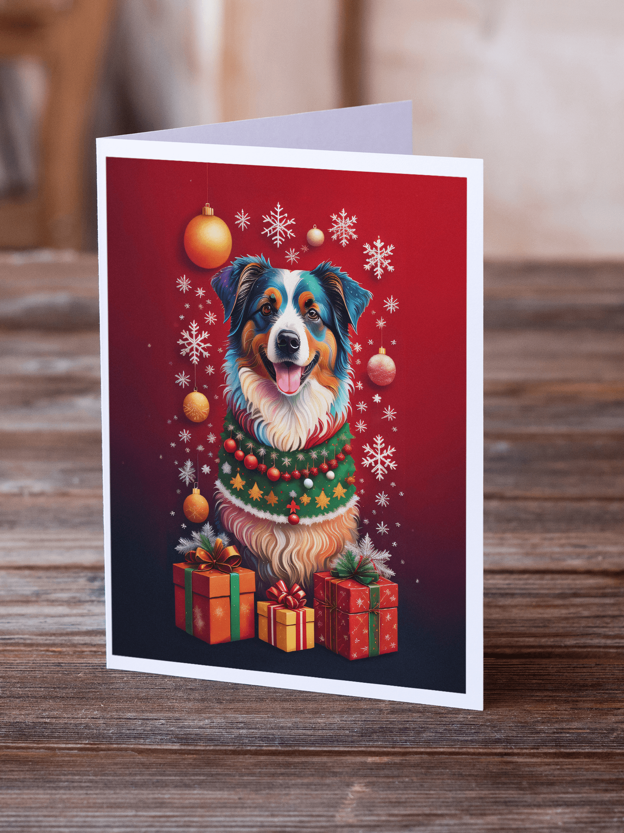 Australian Shepherd Holiday Christmas Greeting Cards Pack of 8 Caroline's Treasures