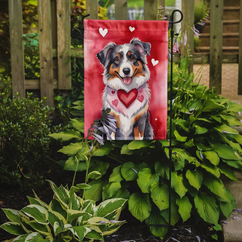 Australian Shepherd My Valentine Garden Flag Caroline's Treasures