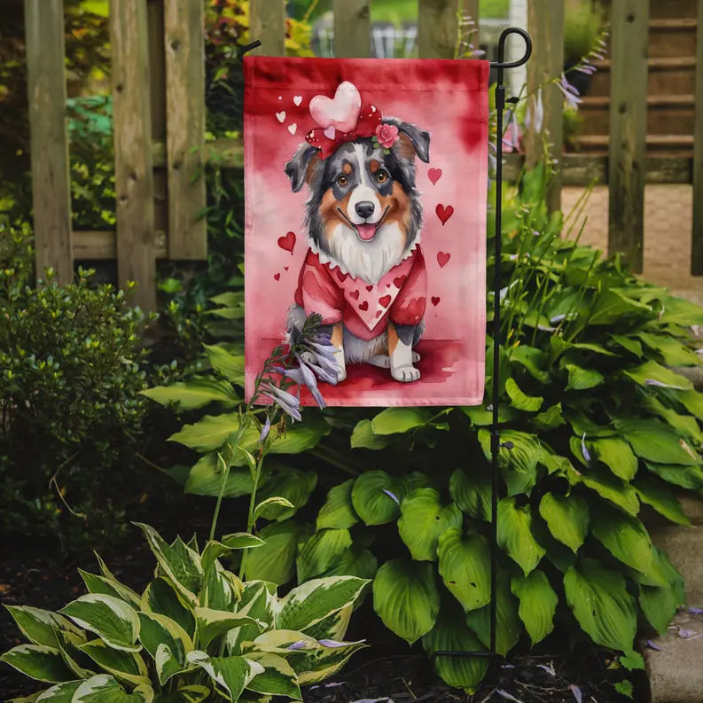 Australian Shepherd My Valentine Garden Flag Caroline's Treasures