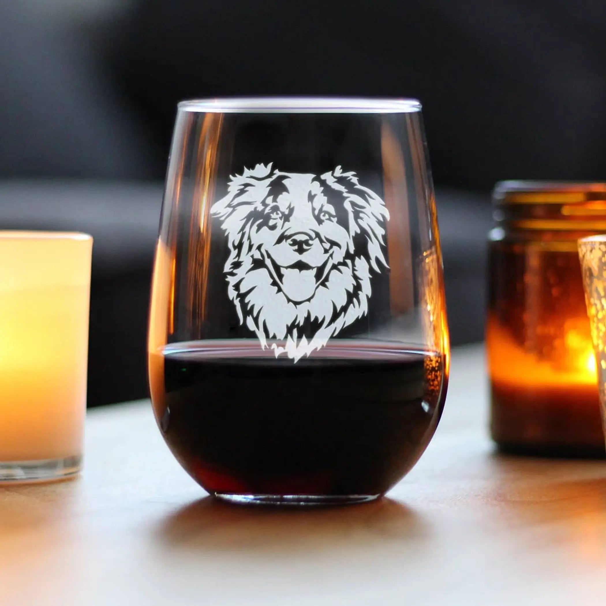 Australian Shepherd Stemless Wine Glass - Dog Gifts Bevvee