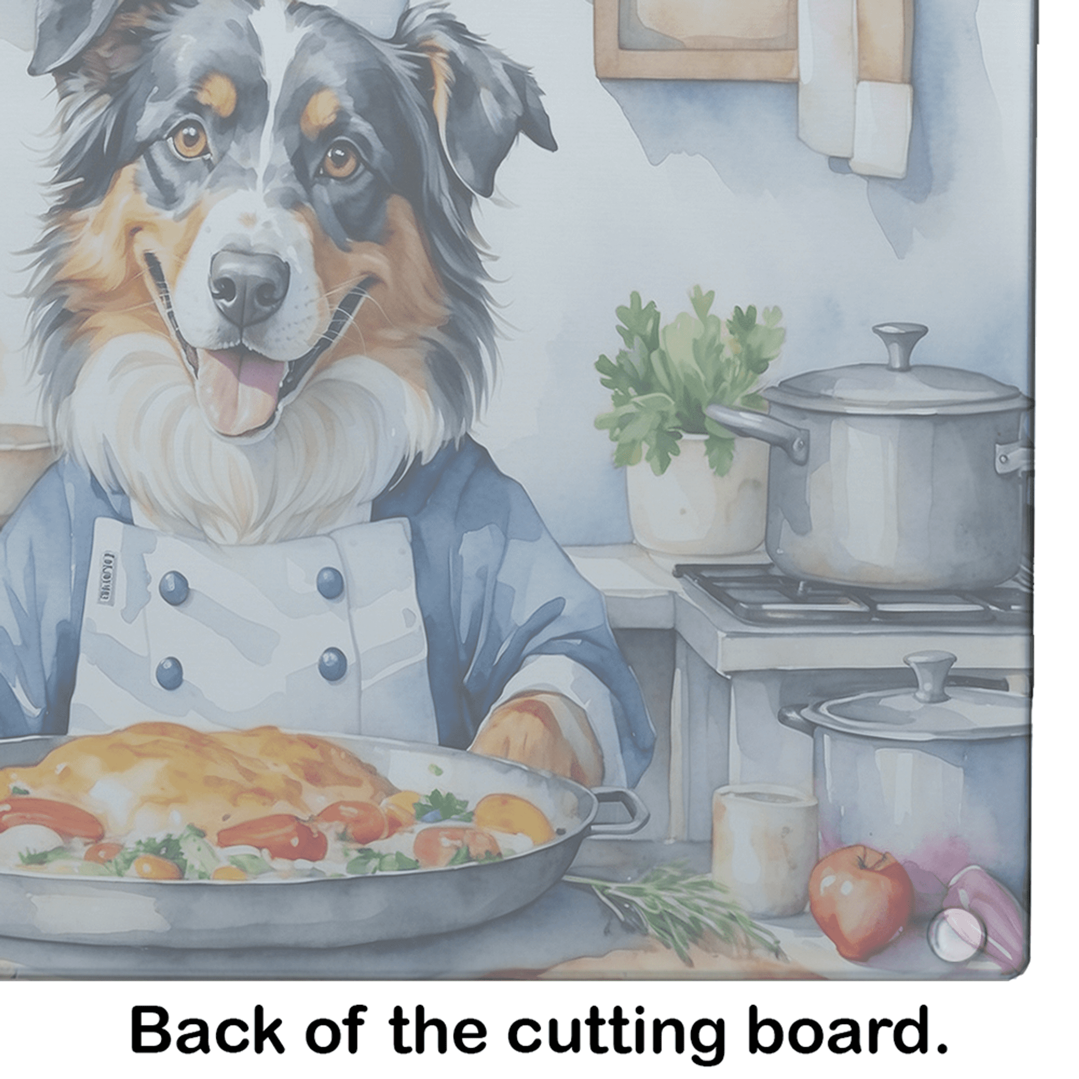 Australian Shepherd The Chef Glass Cutting Board Caroline's Treasures