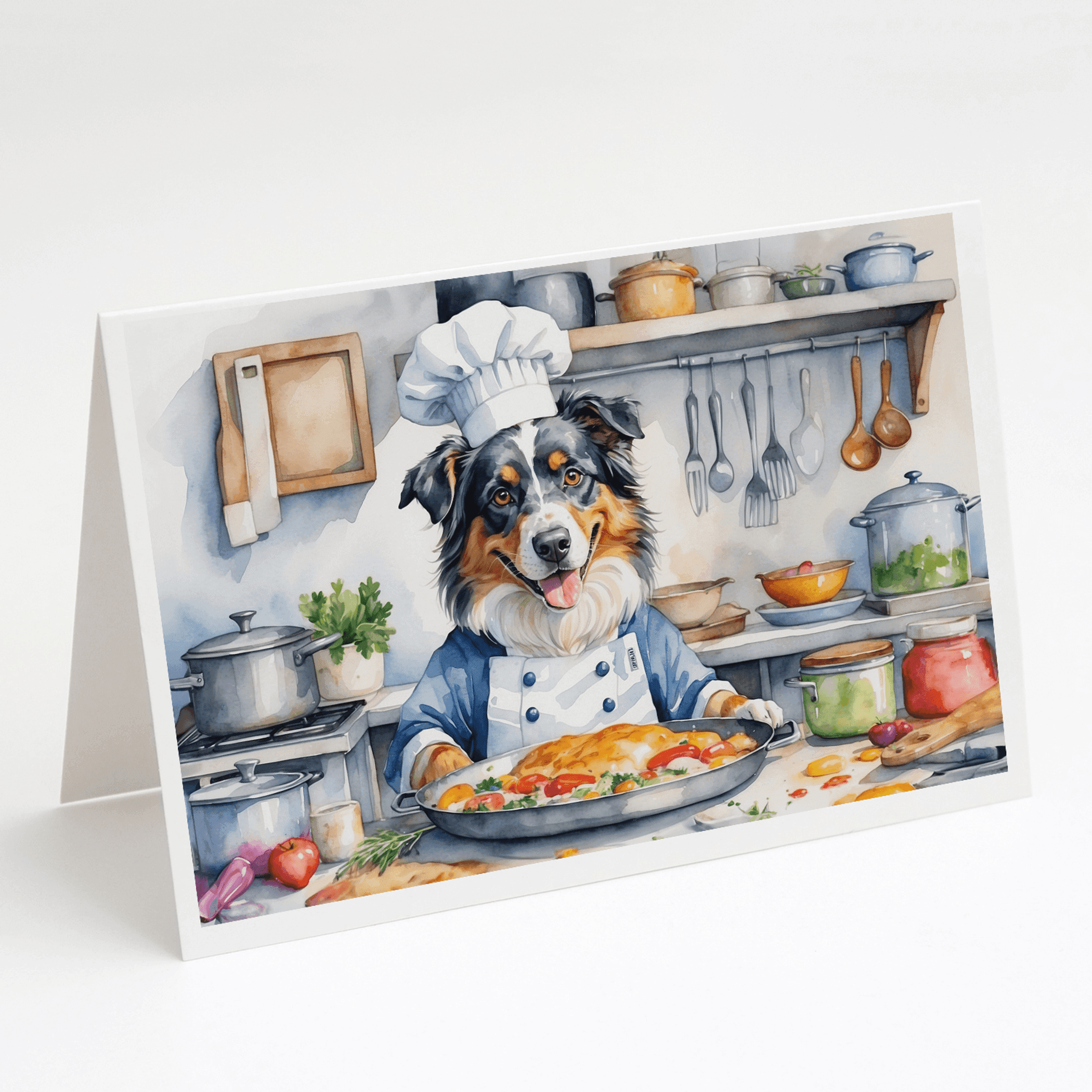 Australian Shepherd The Chef Greeting Cards Pack of 8 Caroline's Treasures