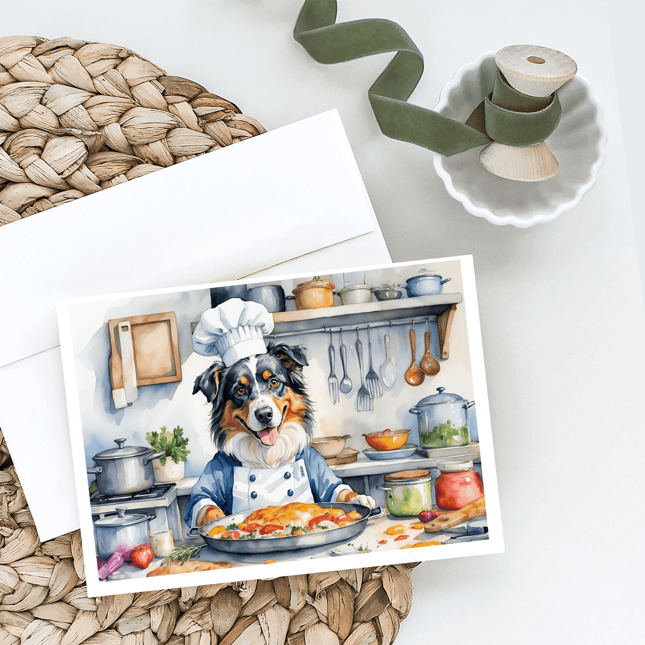 Australian Shepherd The Chef Greeting Cards Pack of 8 Caroline's Treasures