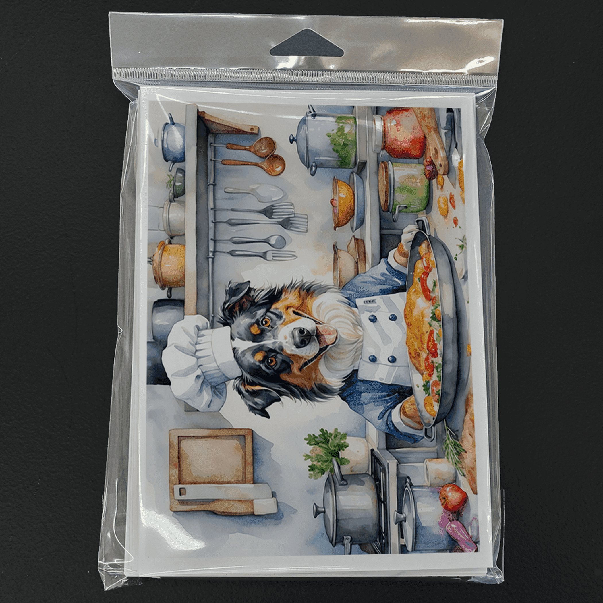 Australian Shepherd The Chef Greeting Cards Pack of 8 Caroline's Treasures