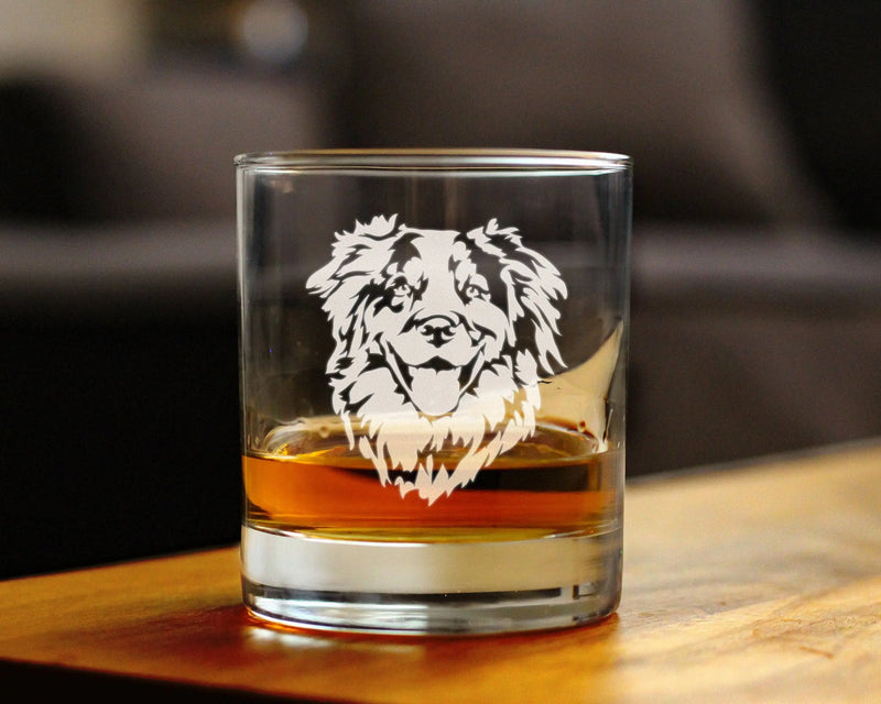 Australian Shepherd Whiskey Rocks Glass - Dog Gifts Bevvee