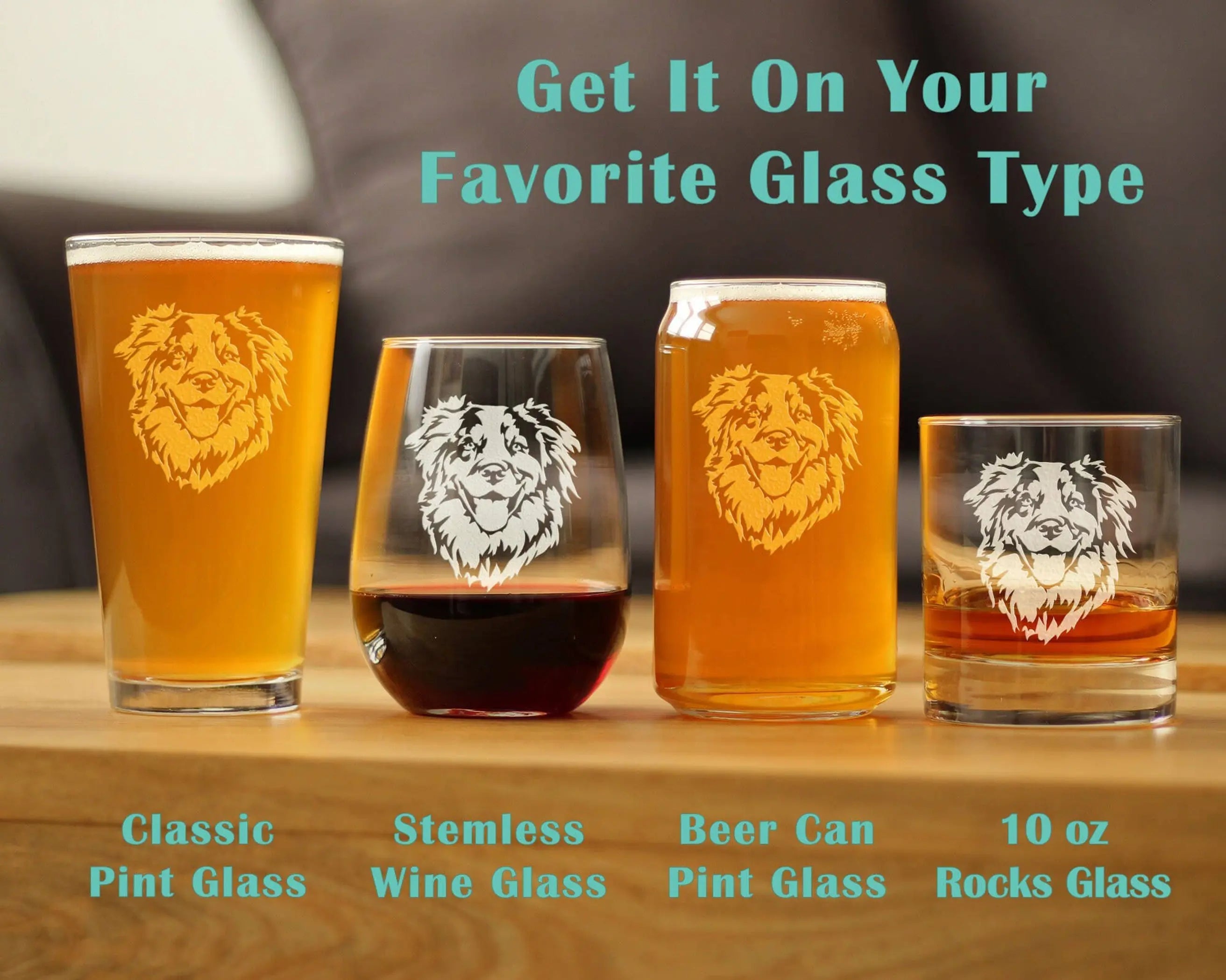 Australian Shepherd Whiskey Rocks Glass - Dog Gifts Bevvee