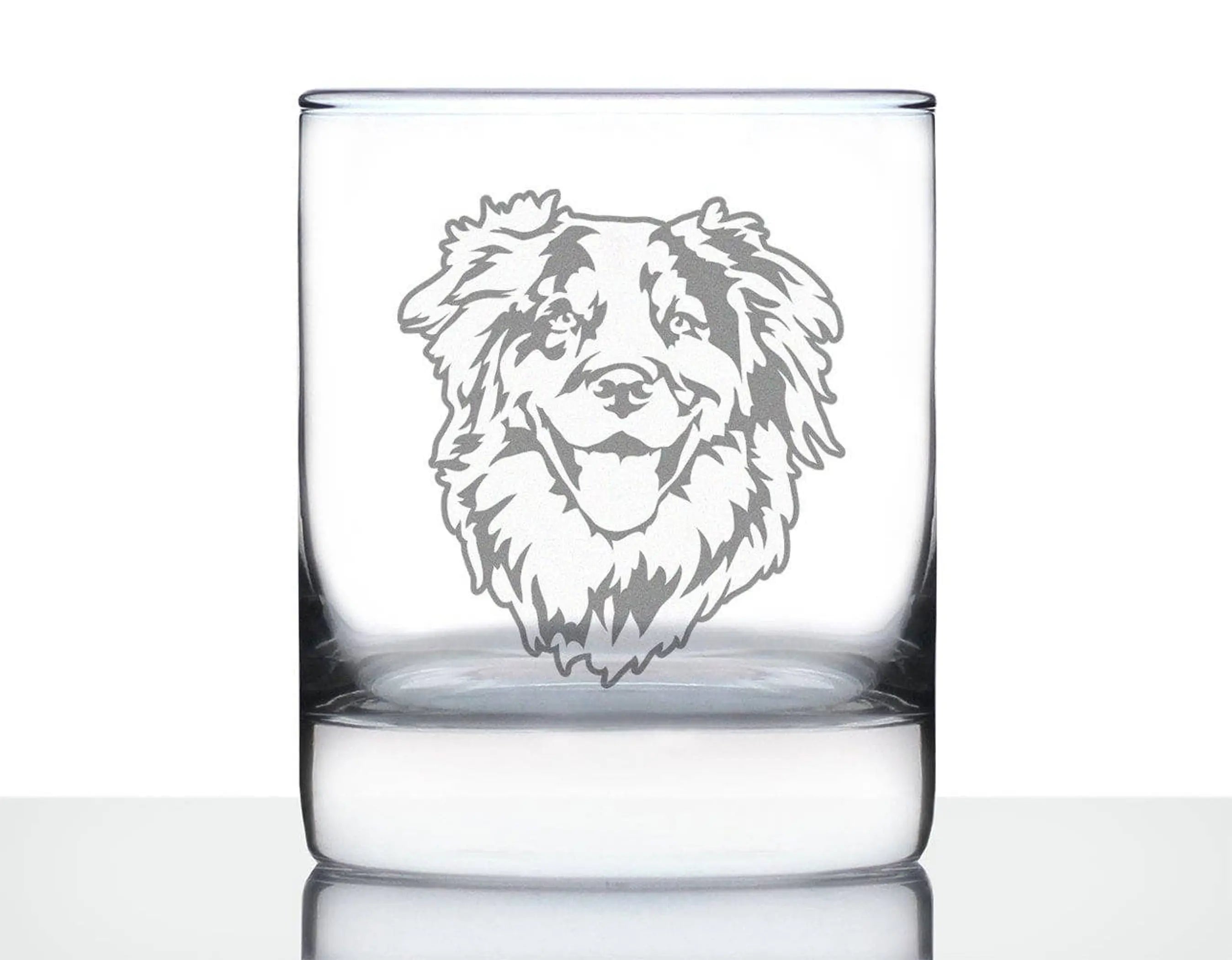 Australian Shepherd Whiskey Rocks Glass - Dog Gifts Bevvee