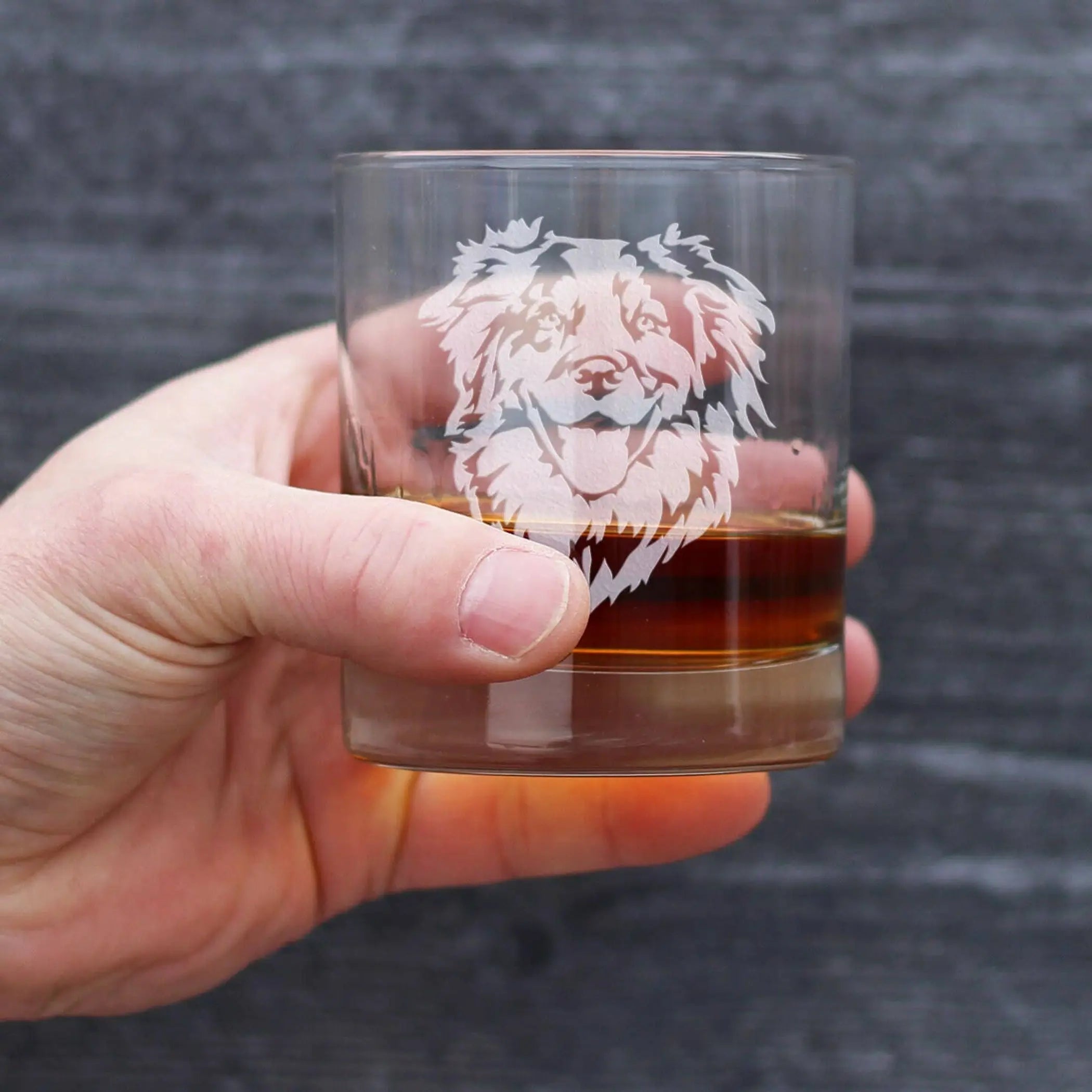 Australian Shepherd Whiskey Rocks Glass - Dog Gifts Bevvee