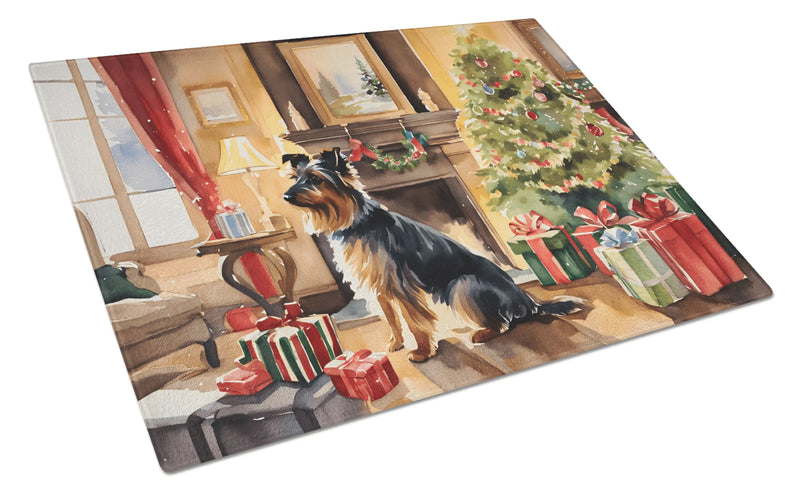Australian Terrier Cozy Christmas Glass Cutting Board Caroline's Treasures