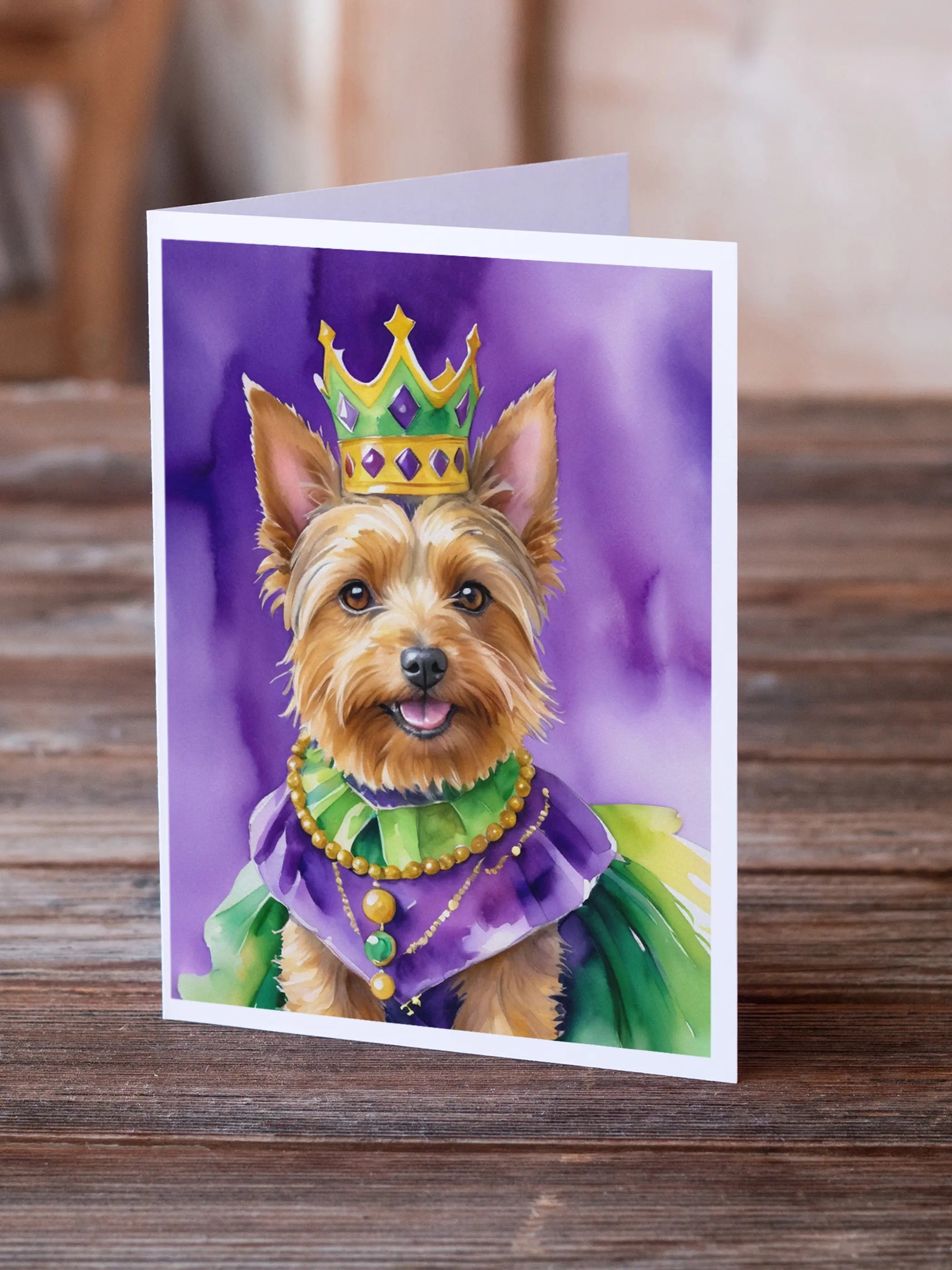 Australian Terrier King of Mardi Gras Greeting Cards Pack of 8 Caroline's Treasures