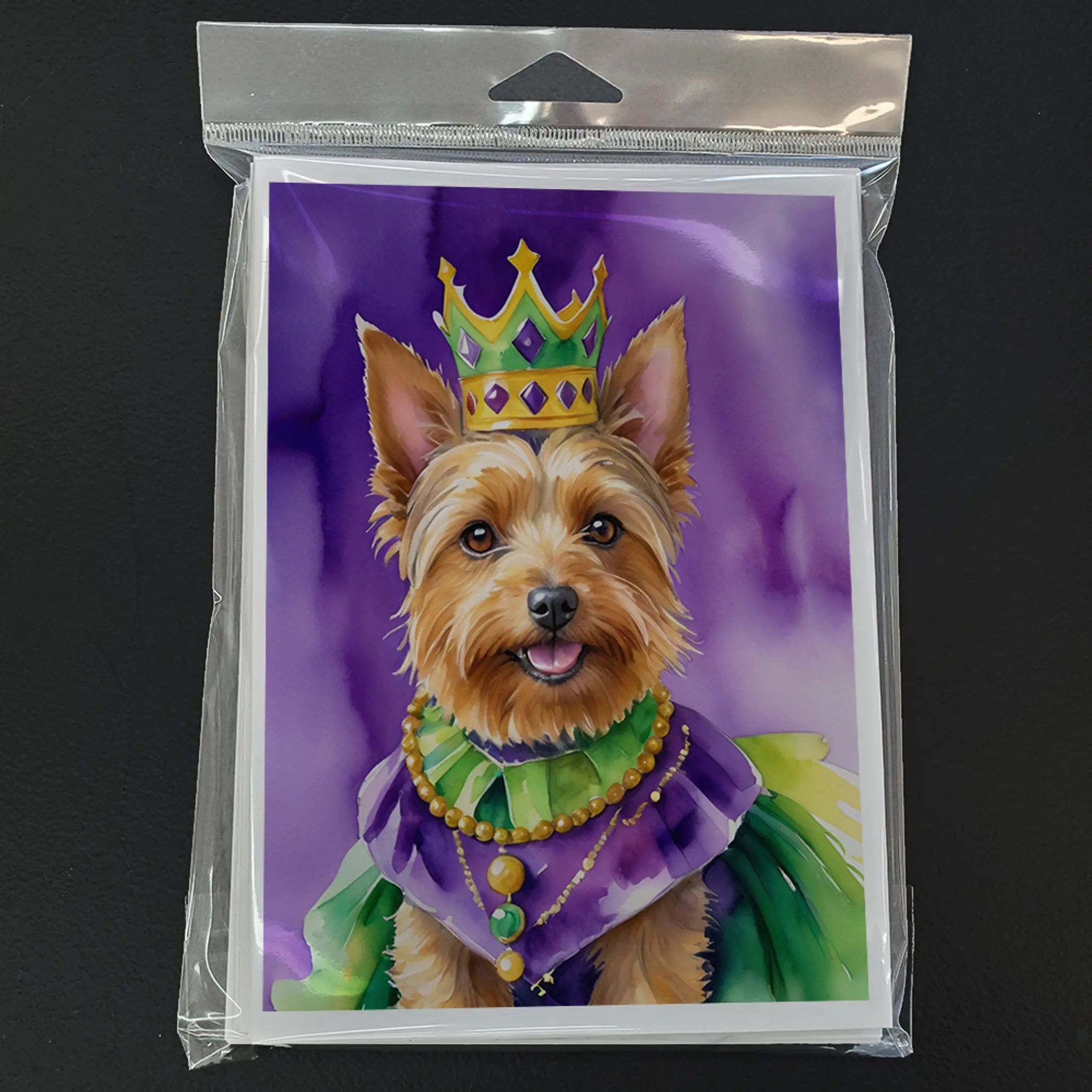 Australian Terrier King of Mardi Gras Greeting Cards Pack of 8 Caroline's Treasures