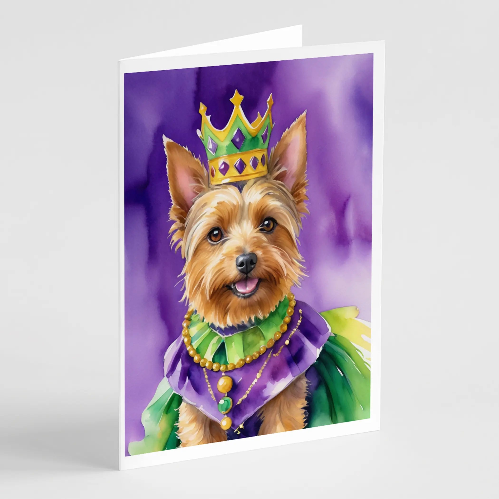 Australian Terrier King of Mardi Gras Greeting Cards Pack of 8 Caroline's Treasures