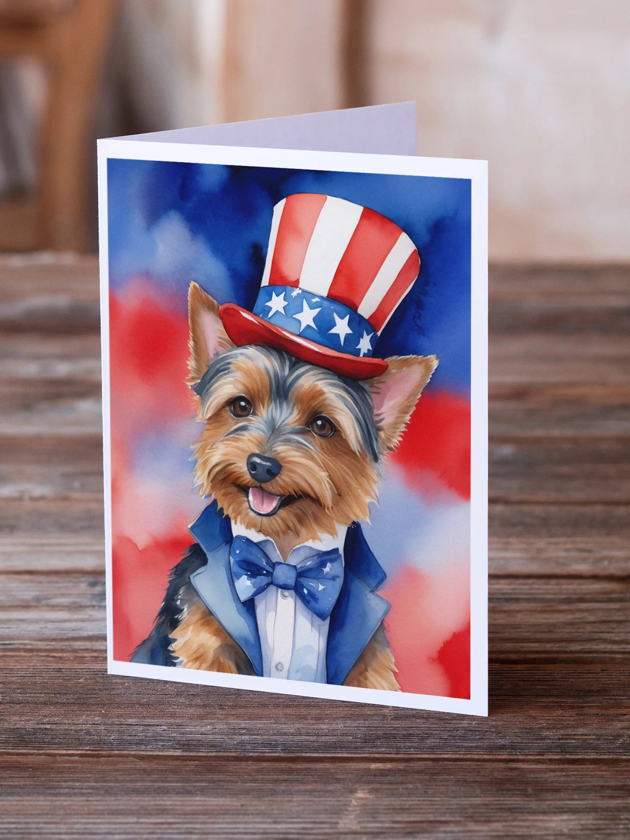 Australian Terrier Patriotic American Greeting Cards Pack of 8 Caroline's Treasures