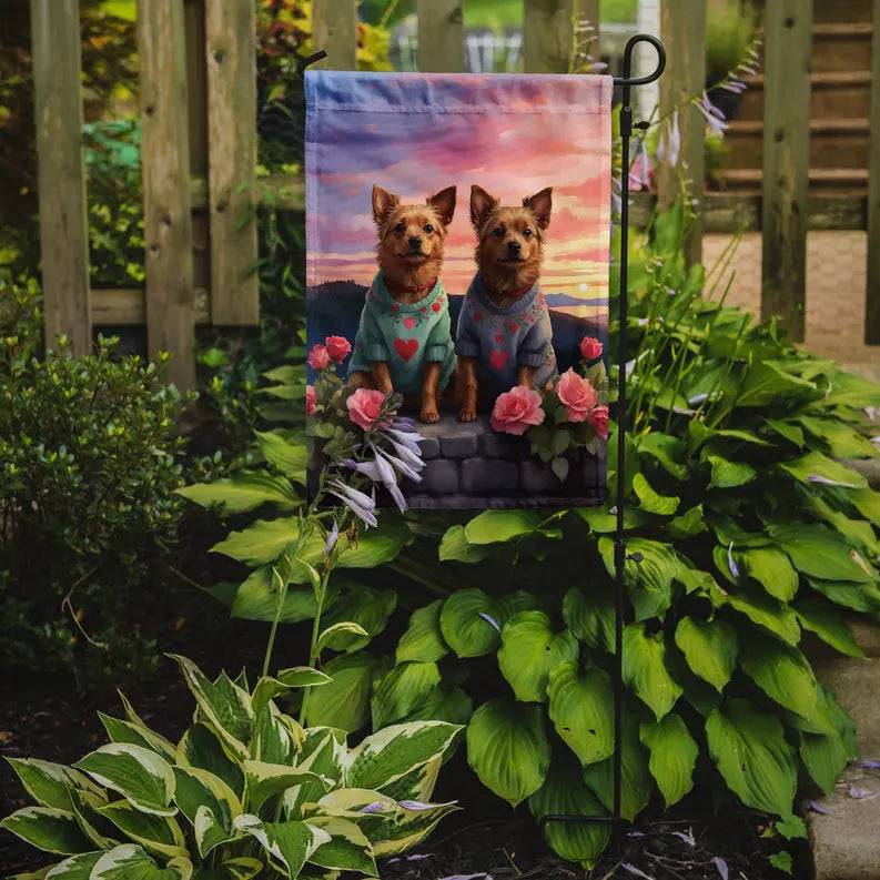 Australian Terrier Two Hearts Garden Flag Caroline's Treasures