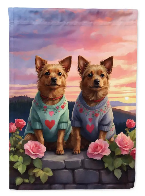 Australian Terrier Two Hearts Garden Flag Caroline's Treasures