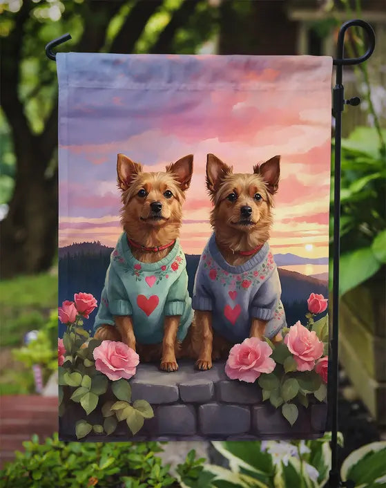 Australian Terrier Two Hearts Garden Flag Caroline's Treasures