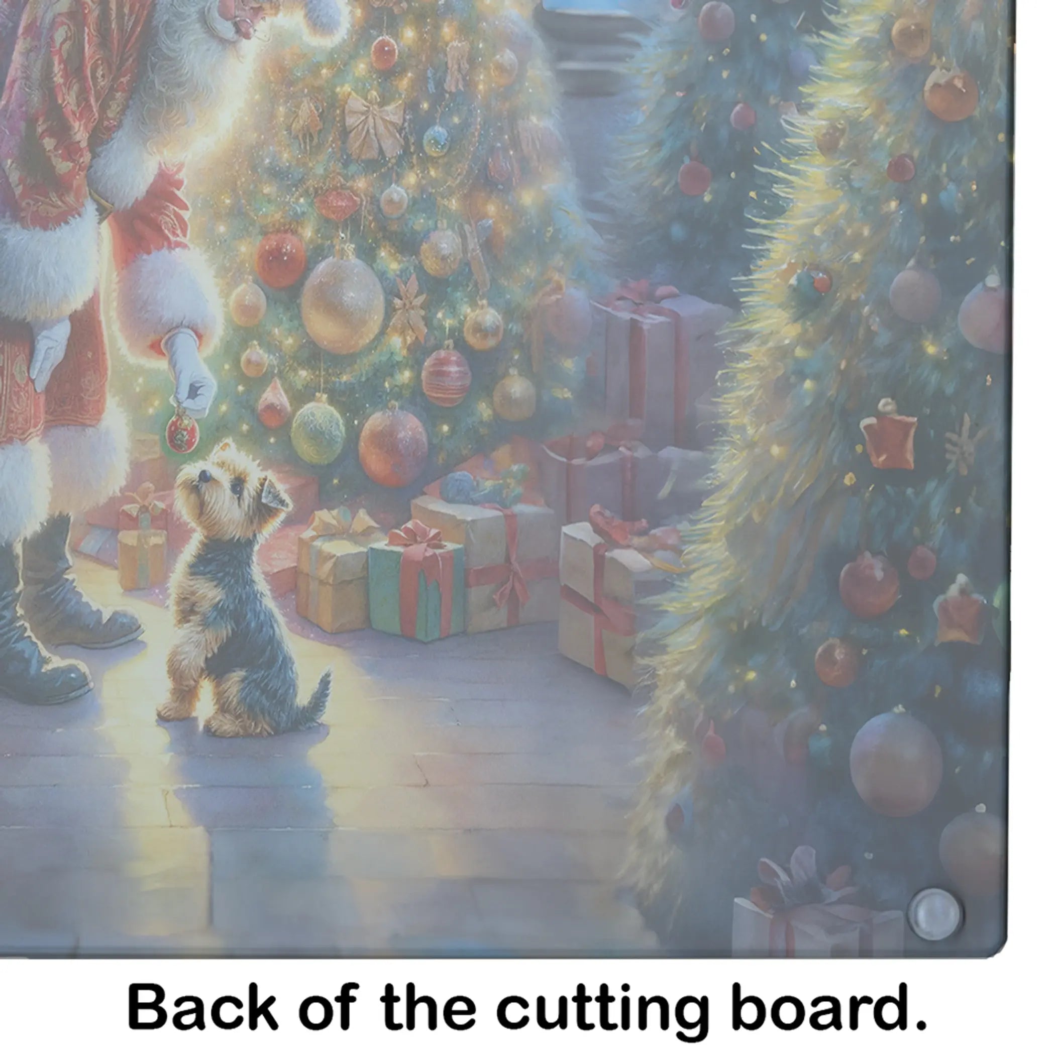 Australian Terrier and Santa Claus Glass Cutting Board Caroline's Treasures