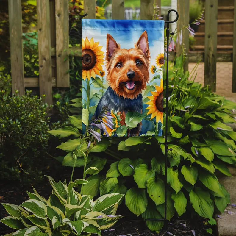 Australian Terrier in Sunflowers Garden Flag Caroline's Treasures