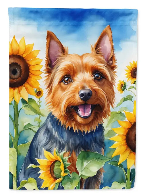 Australian Terrier in Sunflowers Garden Flag Caroline's Treasures