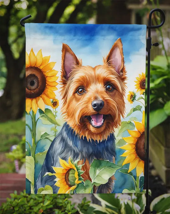 Australian Terrier in Sunflowers Garden Flag Caroline's Treasures