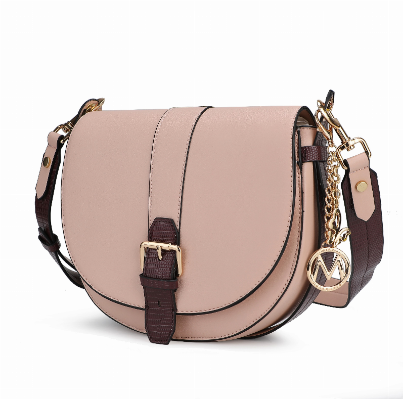 Ayla Snake-Embossed Color Block Vegan Leather Women's Shoulder Bag MKF Collection by Mia K.