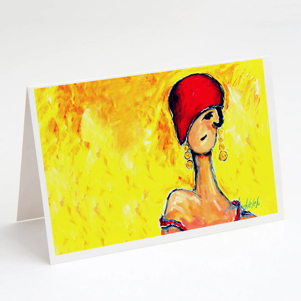 Azalines Earrings Lady Greeting Cards Pack of 8 Caroline's Treasures