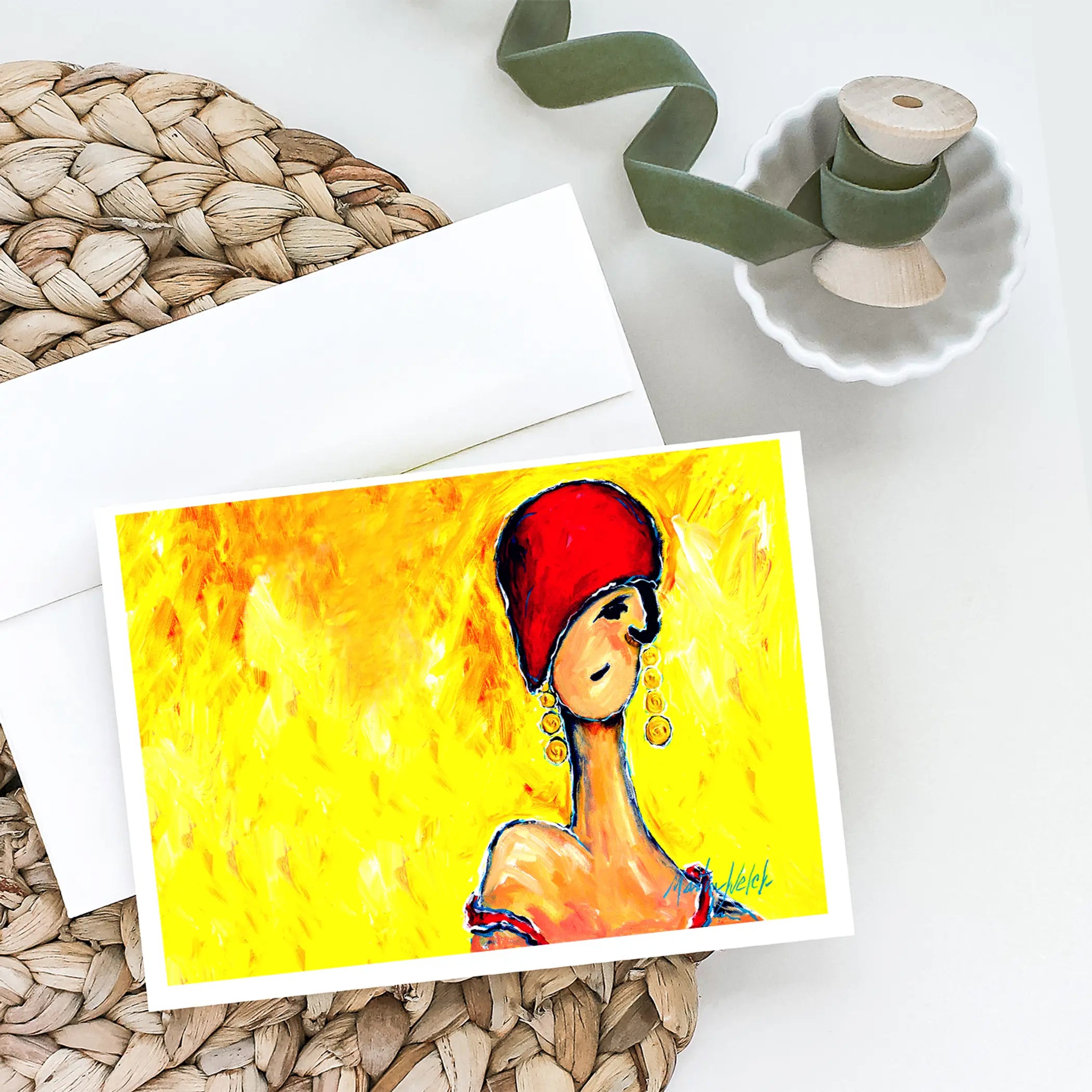 Azalines Earrings Lady Greeting Cards Pack of 8 Caroline's Treasures