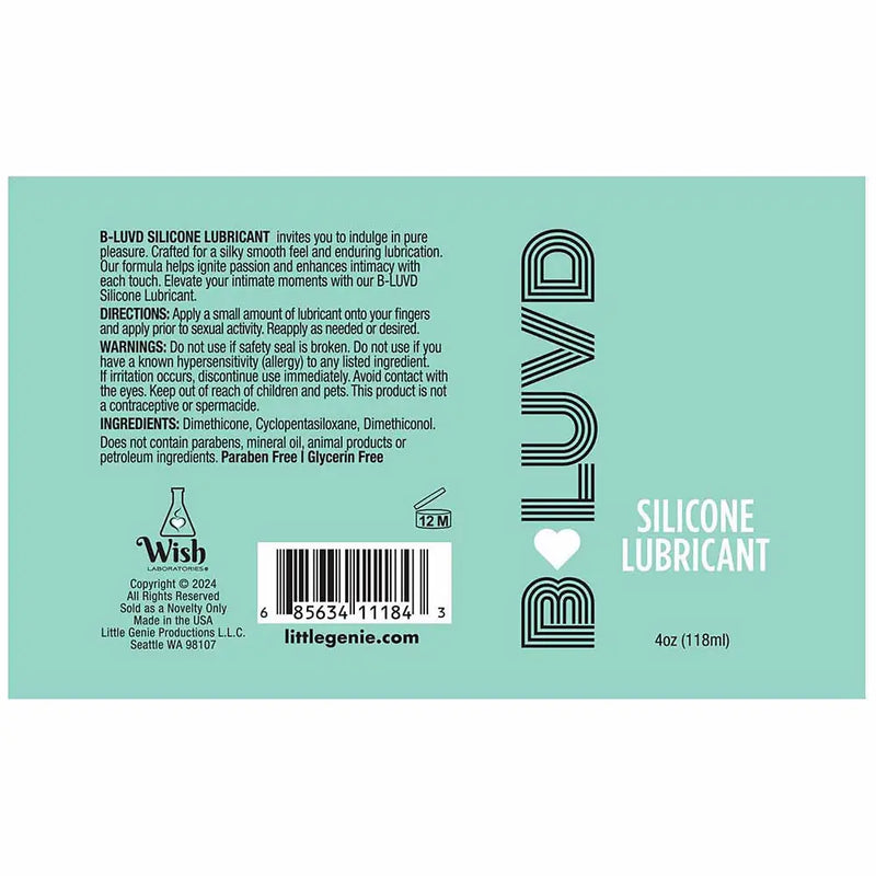 B-Luvd Silicone Lubricant 4oz Little Genie