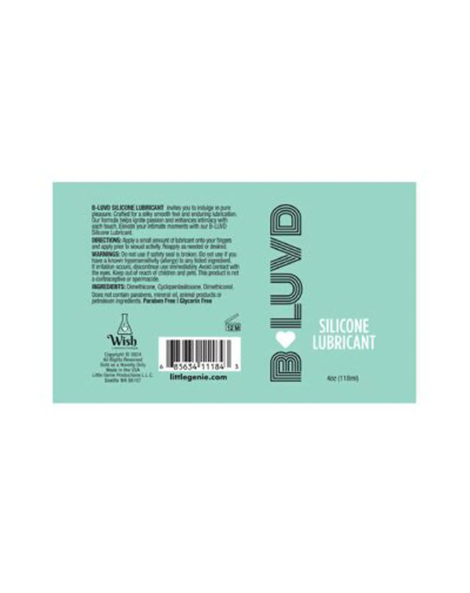 B-Luvd Silicone Lubricant 4oz Little Genie
