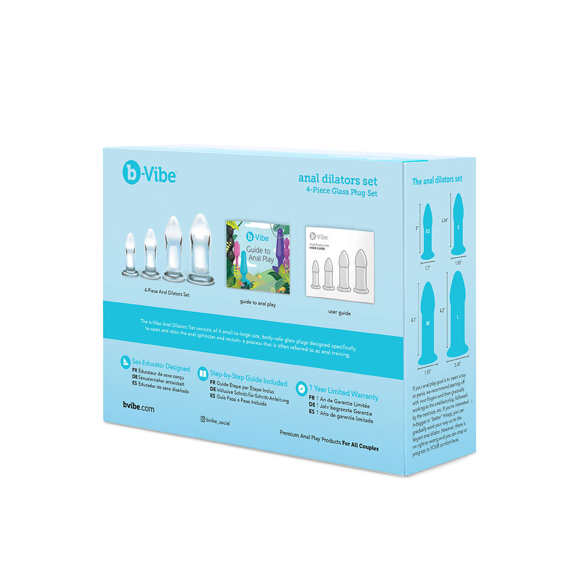 B-Vibe Glass Anal Dilators Set - GreatEagleInc