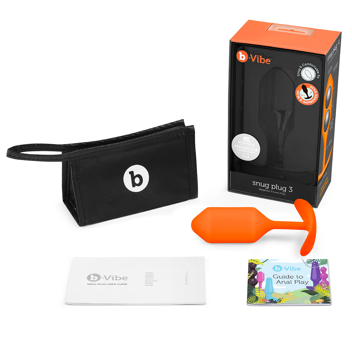 B-Vibe Snug Plug 3 (L) - Orange B-Vibe