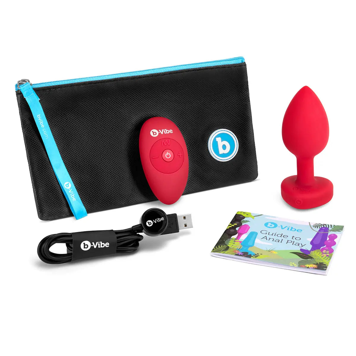 B-Vibe Vibrating Heart Plug Medium/Large - Scarlet Ruby B-Vibe