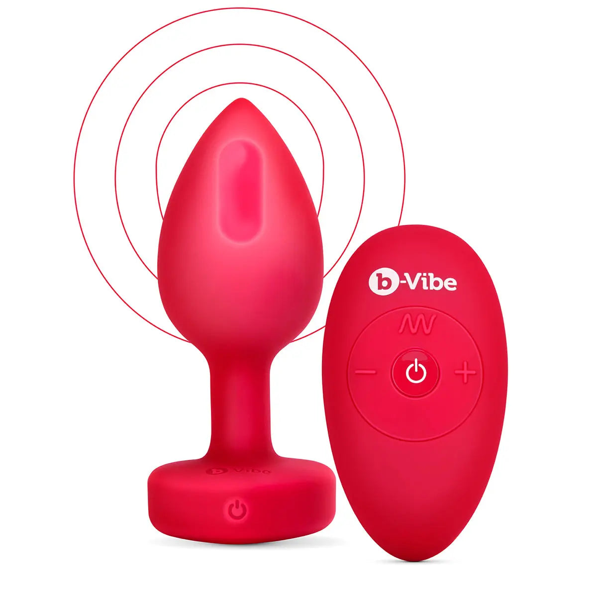 B-Vibe Vibrating Heart Plug Medium/Large - Scarlet Ruby B-Vibe